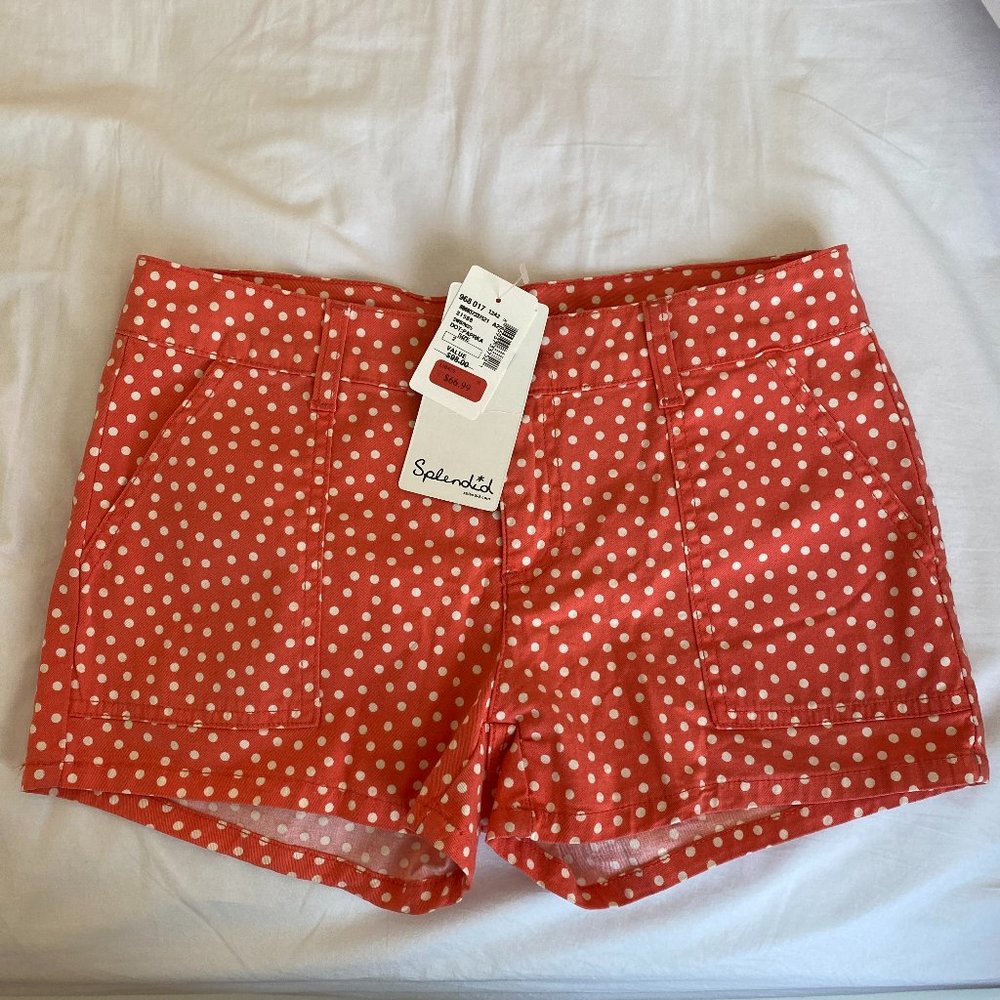 Splendid Coral with White Polka Dot Short Size 2 NWT